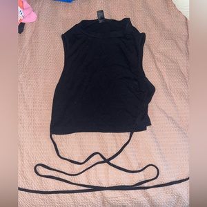 Black high neck crop top with body wrap